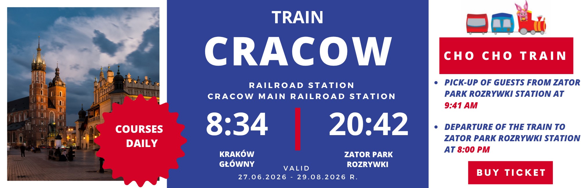 Train Krakow – Energylandia (high season)